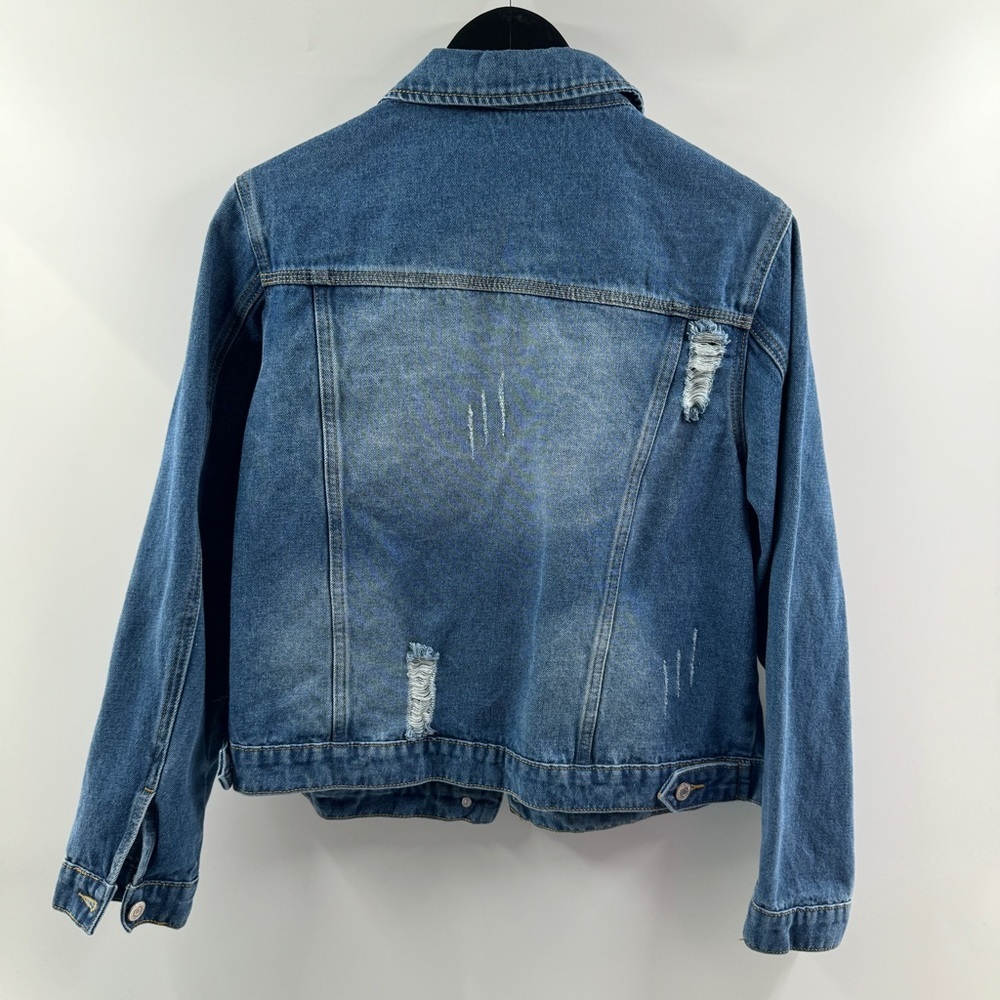 🧸 Brandless Large Medium Wash Distressed Denim Jacket - Picture 6 of 8